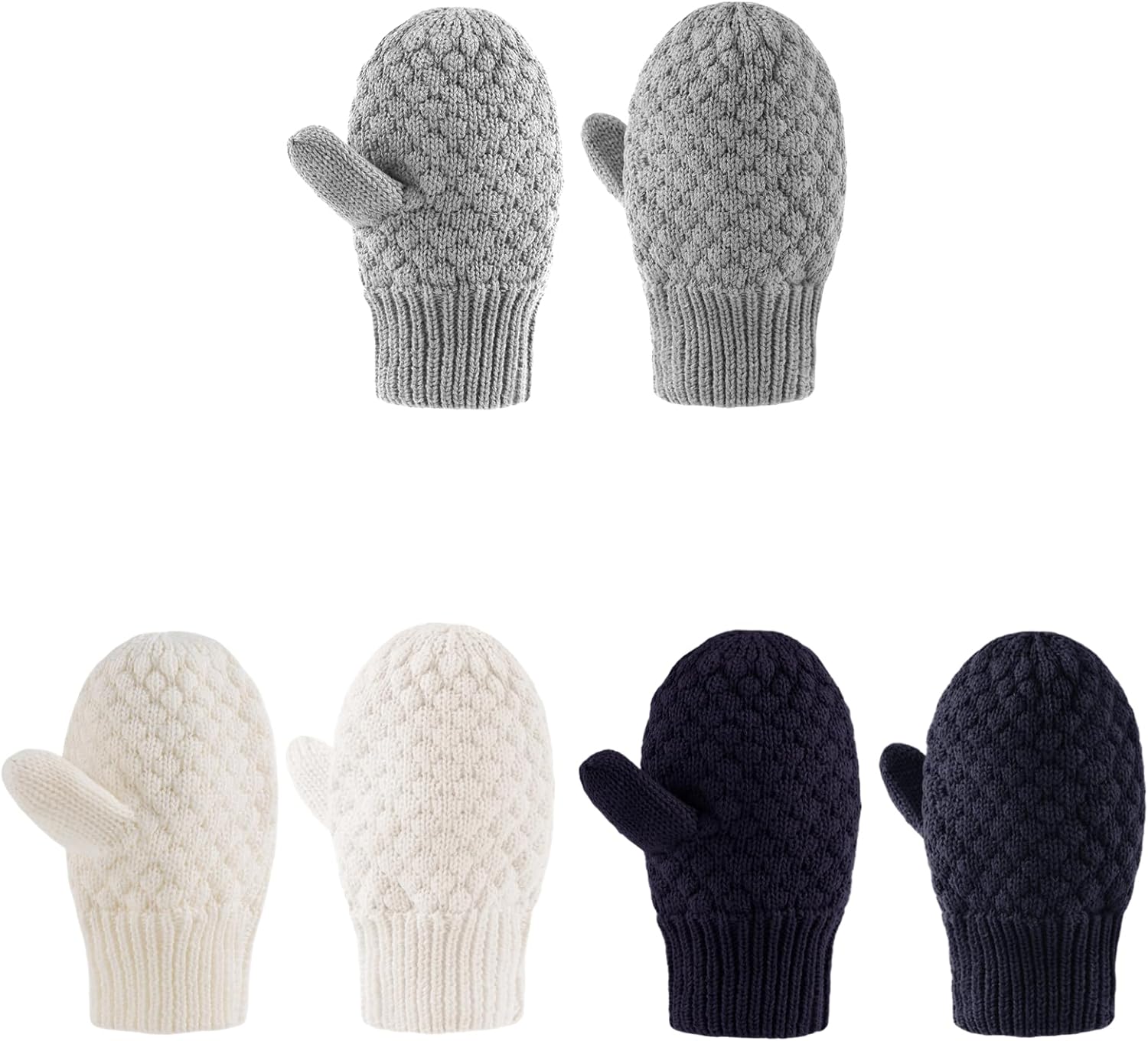 251024150116998_1 Baby Knit Mittens Toddler Boys Girls Gloves Winter Infant Newborn No Scratch Mitten 0-3 Years - Image 1